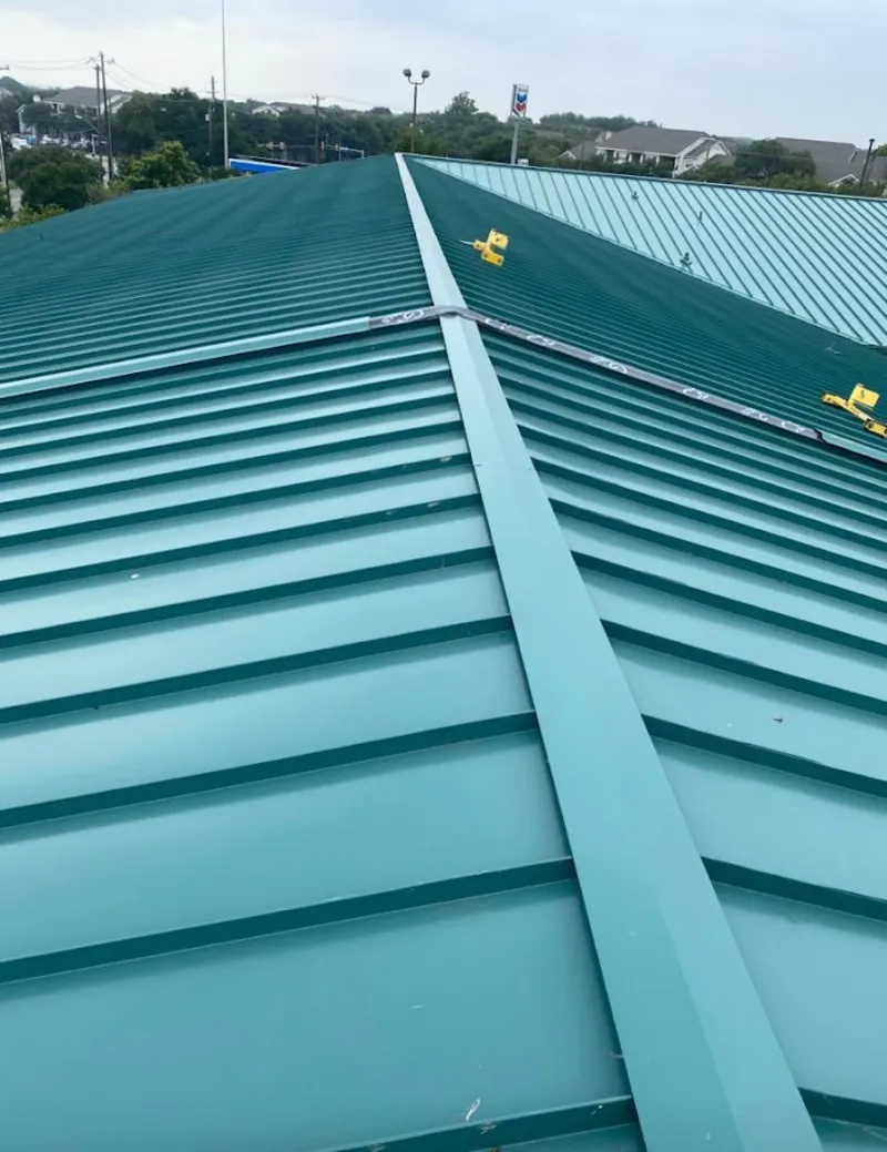 Green commercial metal roof ridge and valley for Metal Roof Repair in Montville